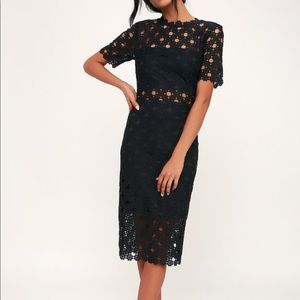 Black lace midi dress